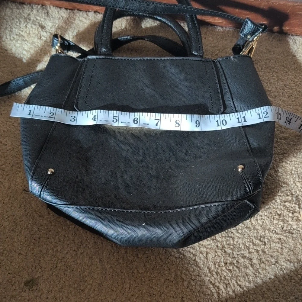 Steve Madden Black and Cream Satchel with Gold Detail